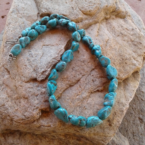 Genuine TURQUOISE nugget NECKLACE - Picture 6 of 6